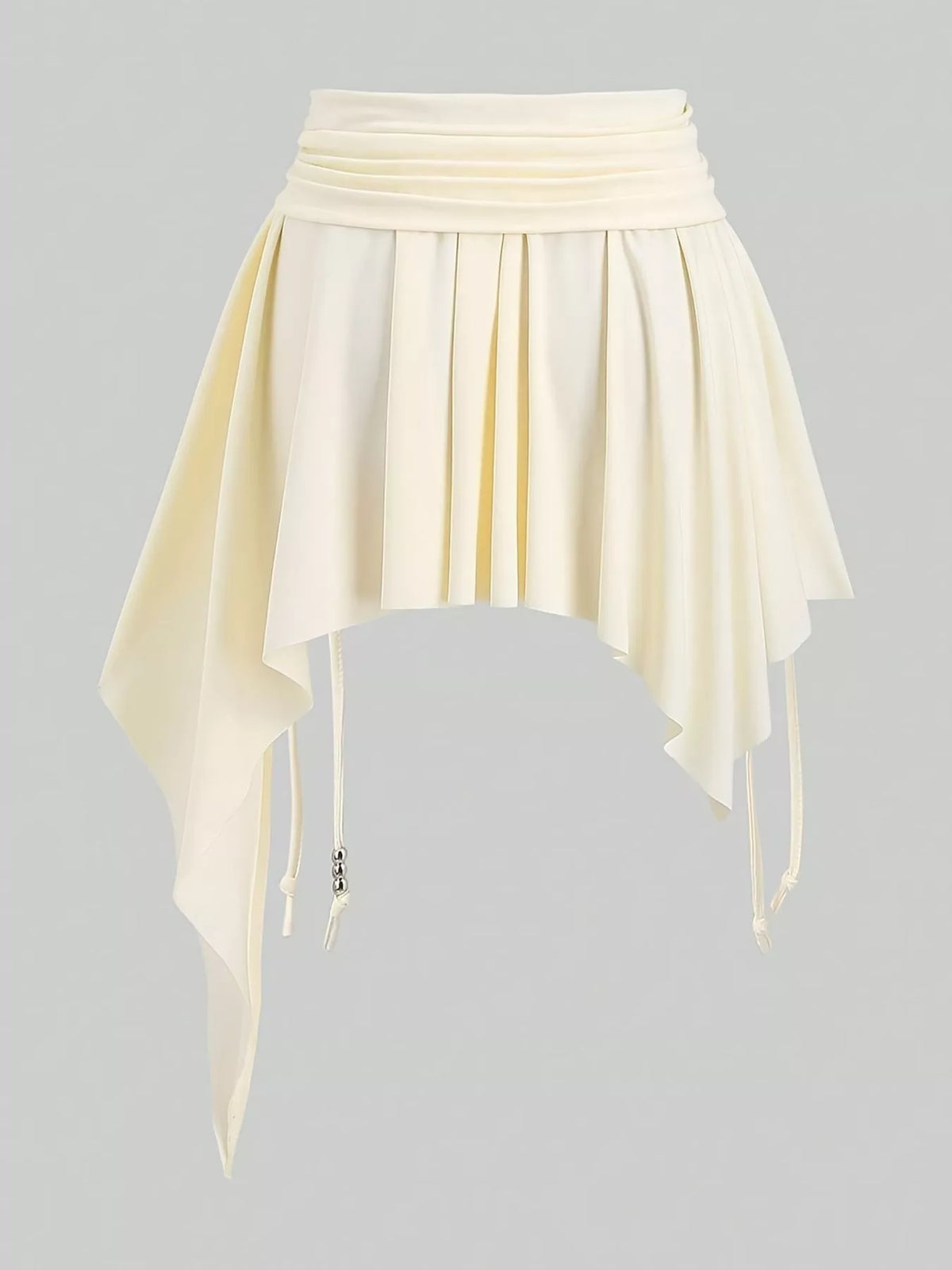 Ruched Asymmetrical Drawstring Mini Skirt