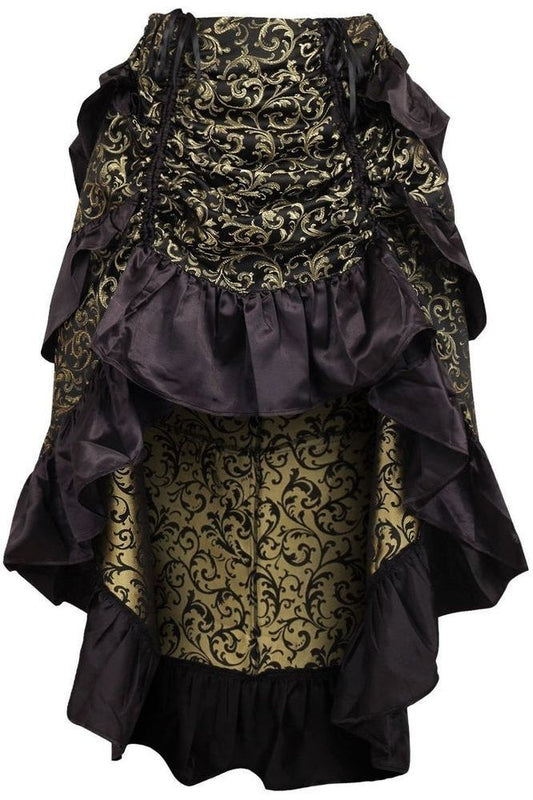 Gold/Black Brocade Adjustable High Low Bustle Skirt