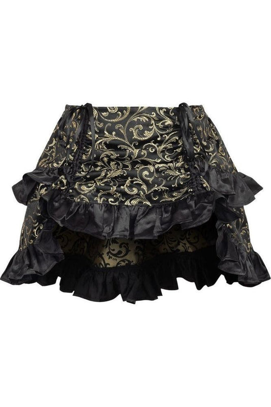 Gold/Black Brocade Ruched Bustle Skirt