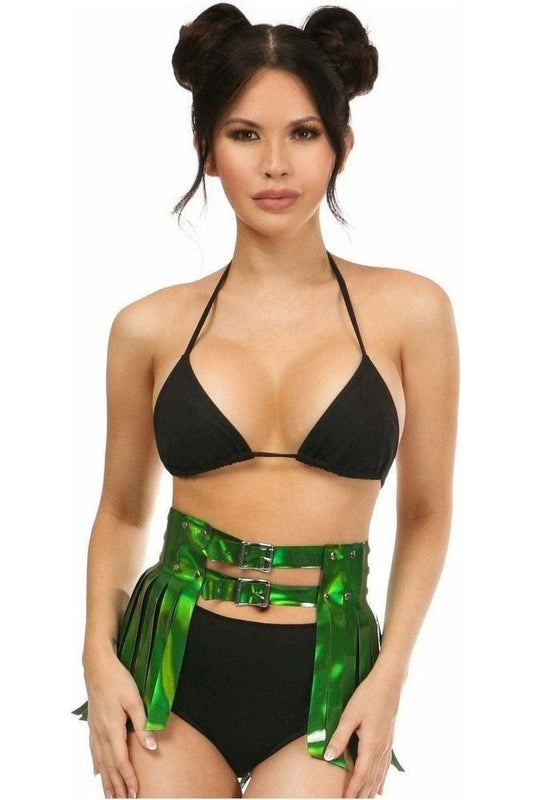 Green Holo Fringe Skirt