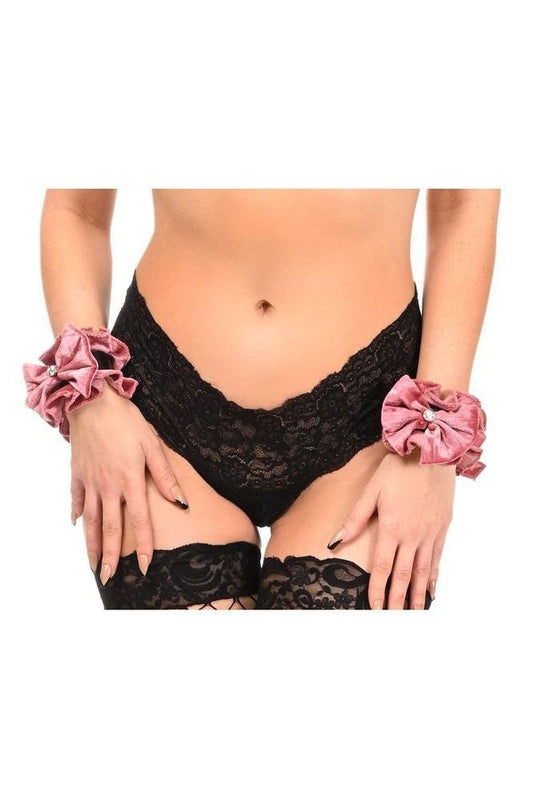 Kitten Collection Dusty Rose Velvet Wristlets (Set of 2)