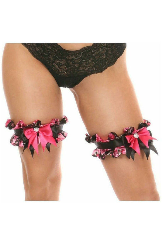 Kitten Collection Pink Floral Satin Leg Garters (Set of 2)