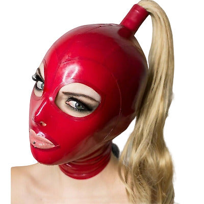 Latex Ponytail Mask With Wig Latex Headgear
