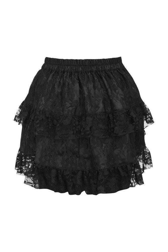Lavish 2 PC Lt Pink Brocade Corset & Black Lace Skirt Set - Daisy Corsets