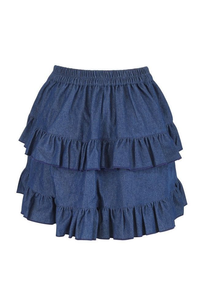 Lavish 2 PC Lt Pink Brocade Corset & Denim Skirt Set - Daisy Corsets