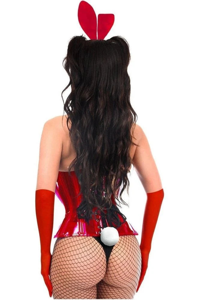 Lavish 4 Piece Red Bunny Corset Costume