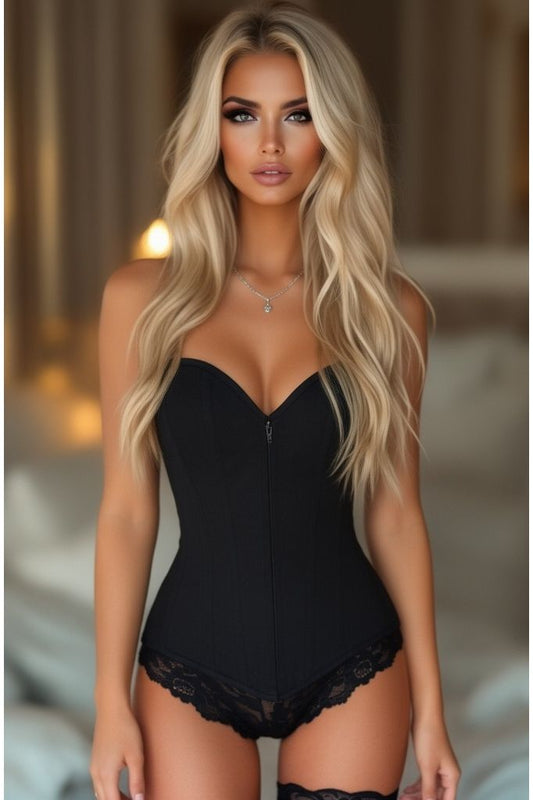 Lavish Black Cotton Overbust Corset