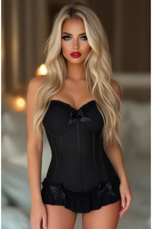 Lavish Black Lycra Hook & Eye Stretch Bustier Corset