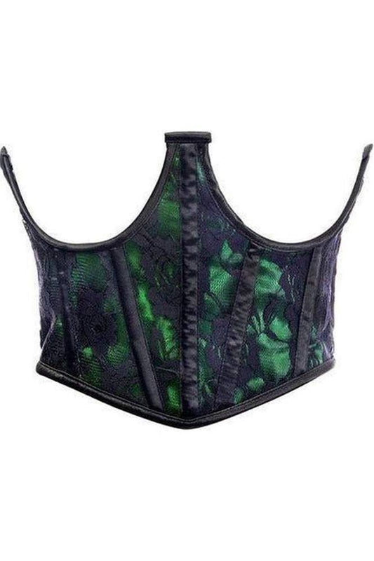 Lavish Green w/Black Lace Overlay Open Cup Waist Cincher