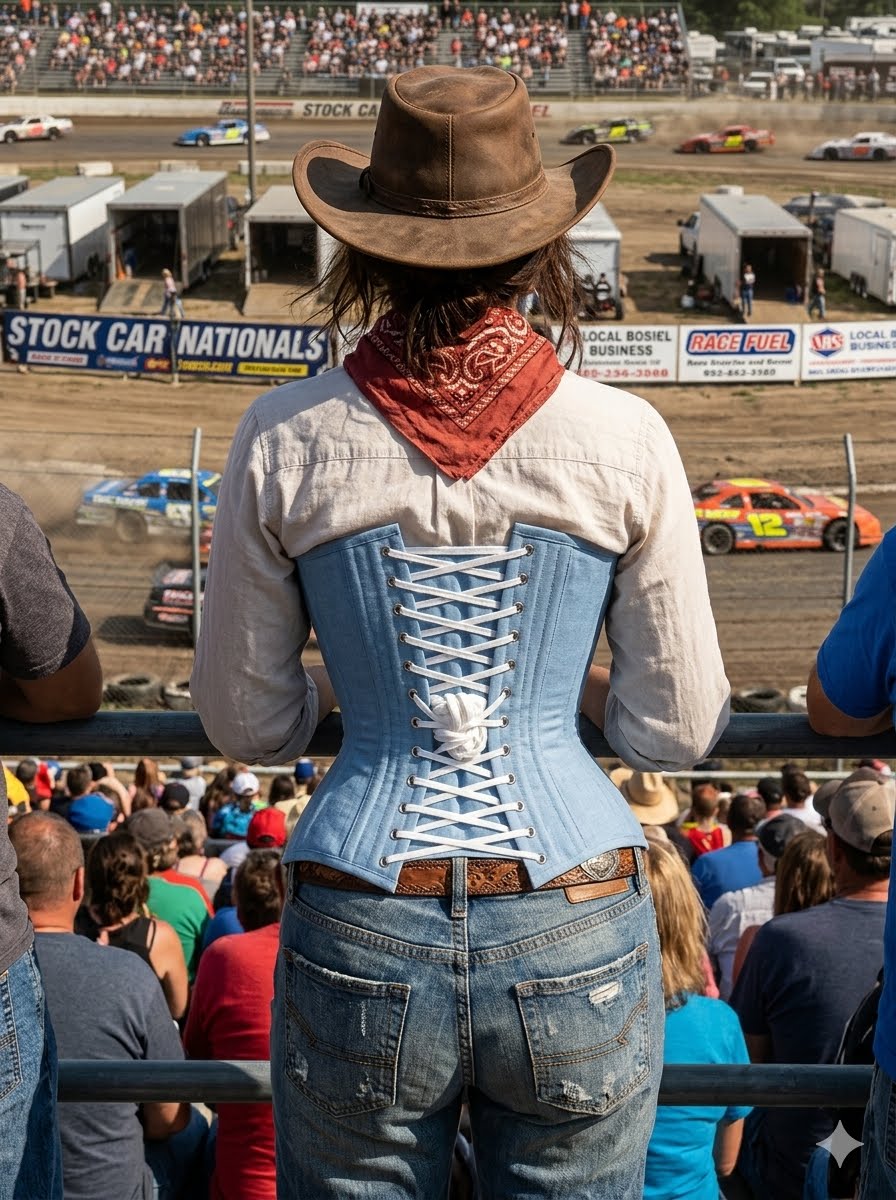 Light Denim Over Bust Corset Top