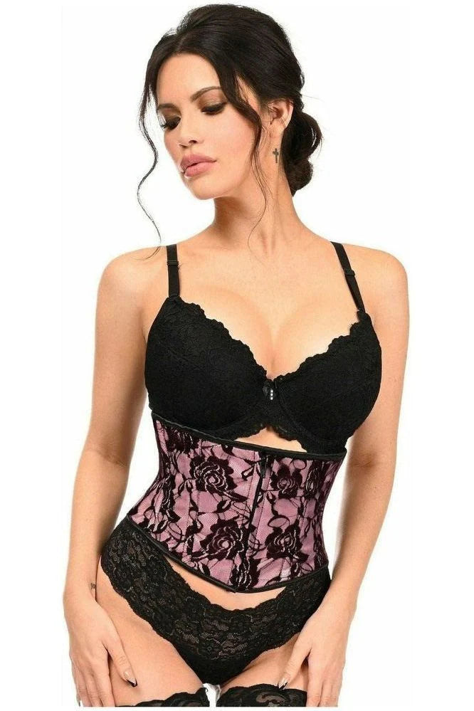 Lavish Pink with Black Lace Overlay Mini Cincher