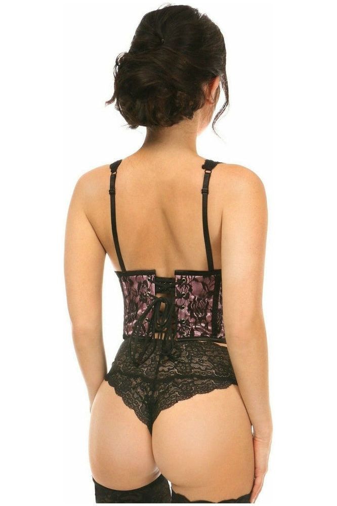 Lavish Pink w/Black Lace Overlay Open Cup Waist Cincher - Daisy Corsets