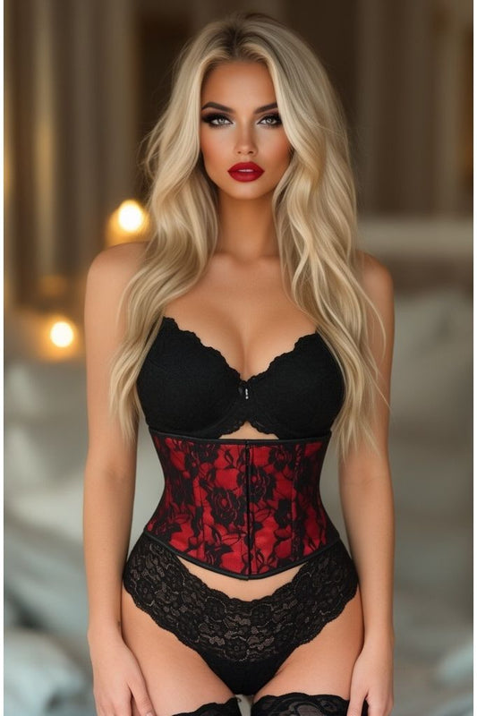 Lavish Red w/Black Lace Overlay Mini Cincher