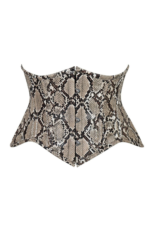 Lavish Snake Skin Print Mini Cincher Underbust Corset Waist Cincher Busk Closure