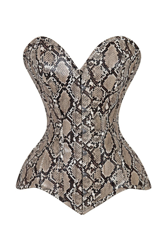 Lavish Snake Skin Print Overbust Corset Sweetheart Neckline Busk Closure