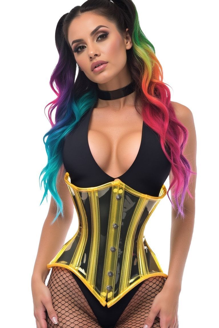 Lavish Yellow Clear Curvy Underbust Waist Cincher Corset - Daisy Corsets