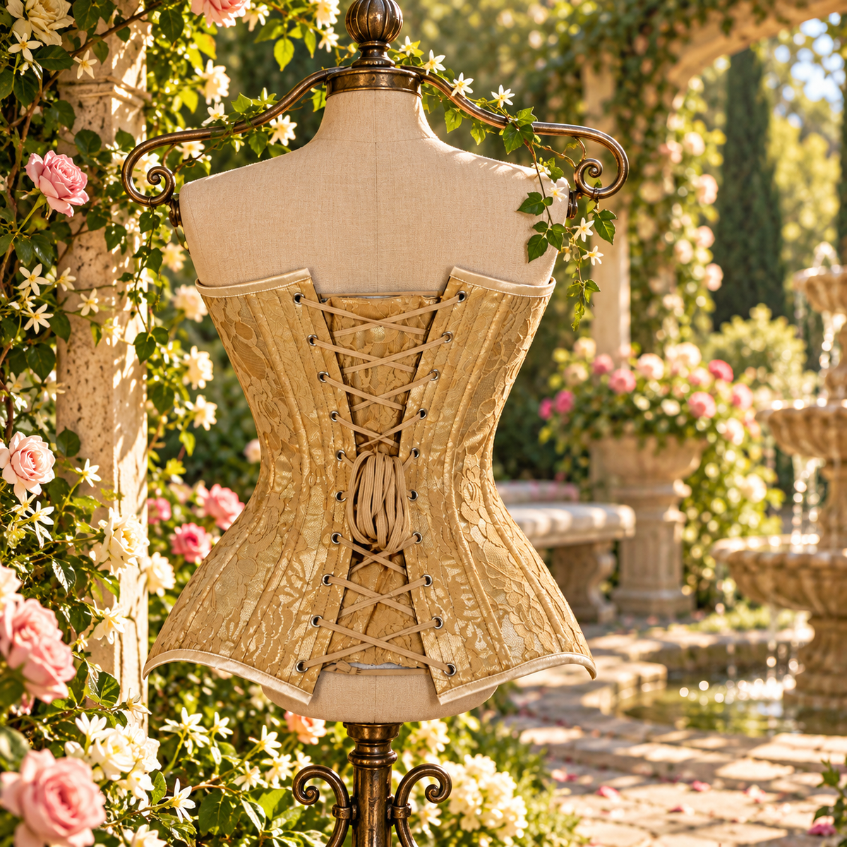 Lace Overbust Corset Sweetheart Neckline Busk Closure