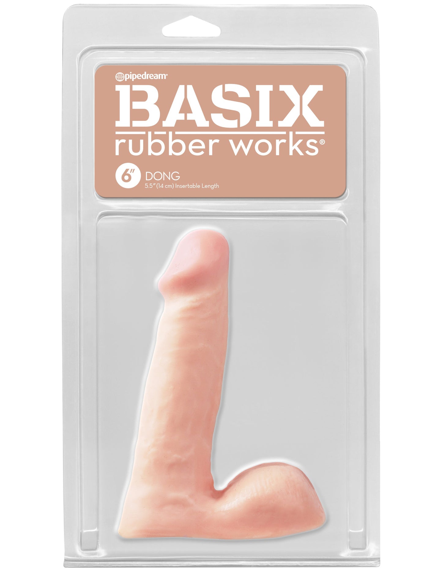 Basix Rubber Works 6" Dong with Balls - Flesh