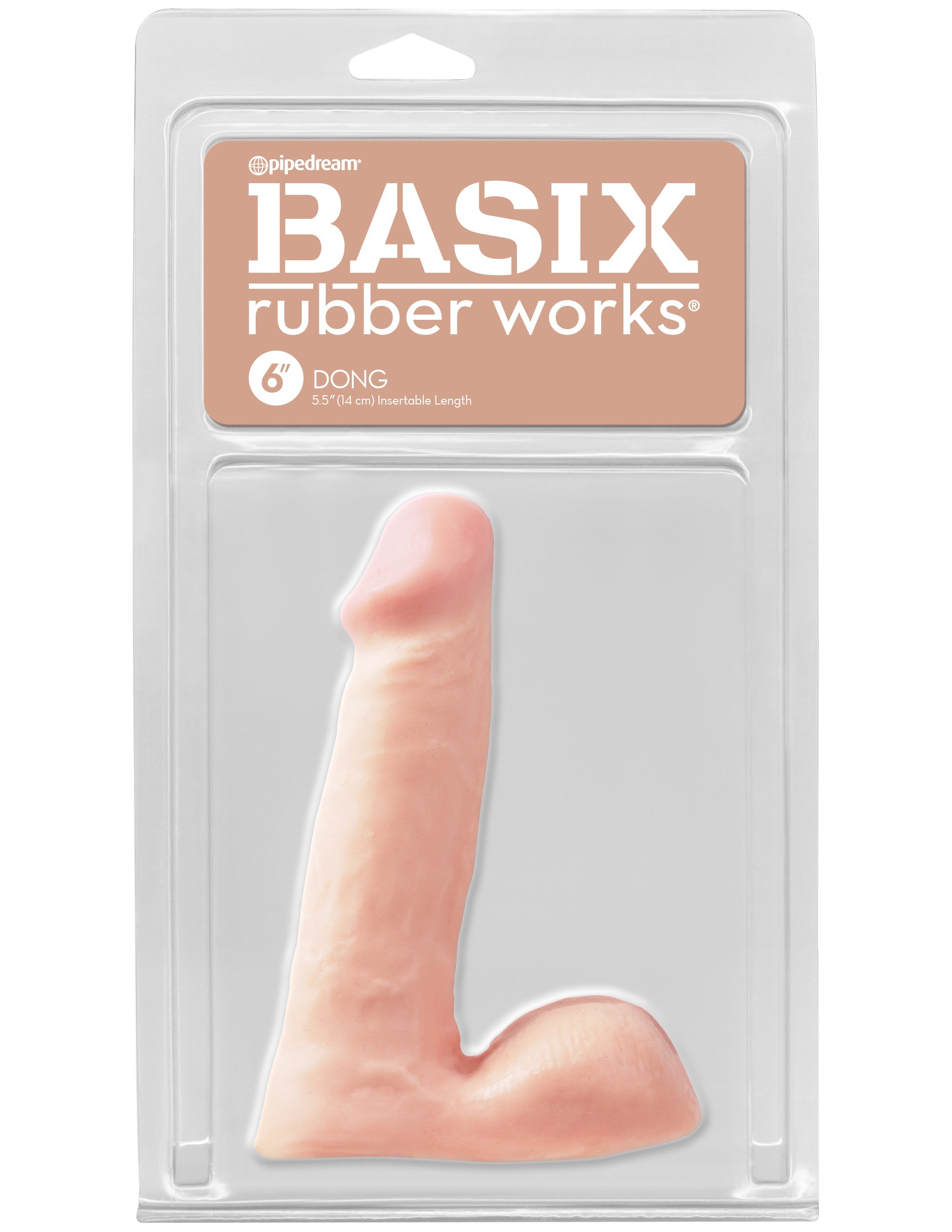 Basix Rubber Works 6" Dong with Balls - Flesh