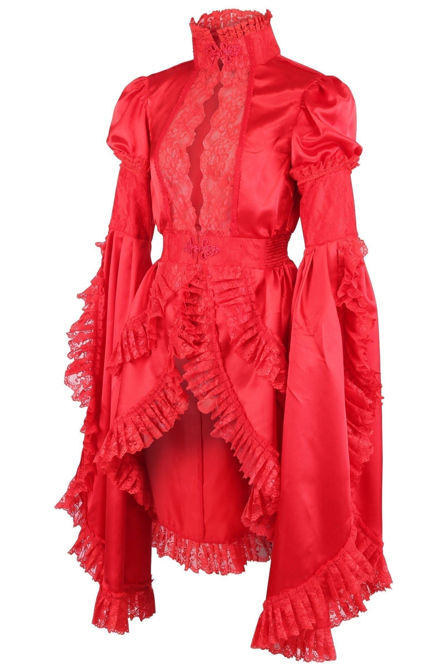 Red Satin & Lace Ruffled Jacket - Daisy Corsets
