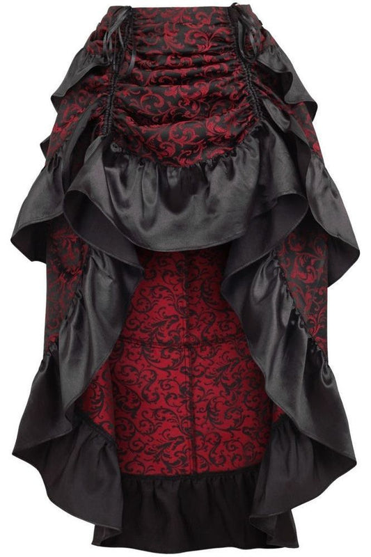 Red/Black Brocade Adjustable High Low Bustle Skirt