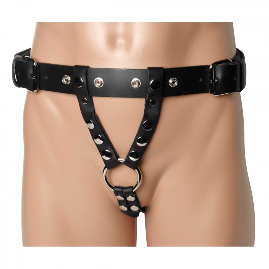 Double Penetration Premium Leather Dildo Harness