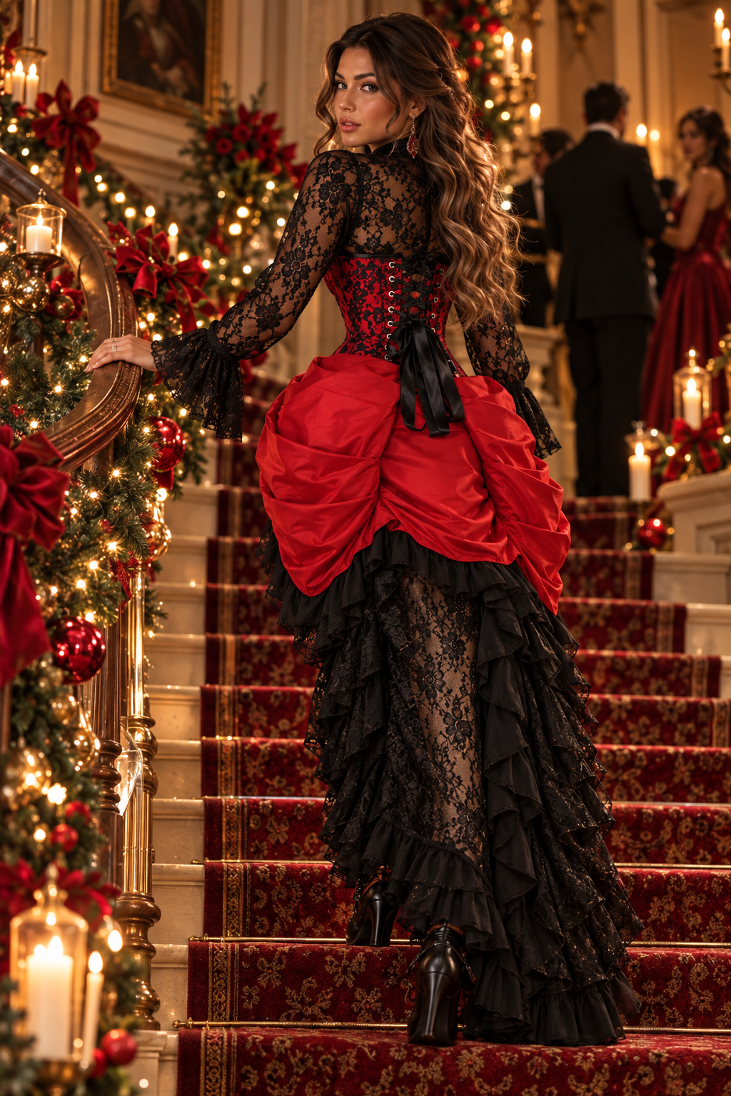 LIMITED EDITION Red/Black Lace Underbust Corset Dress