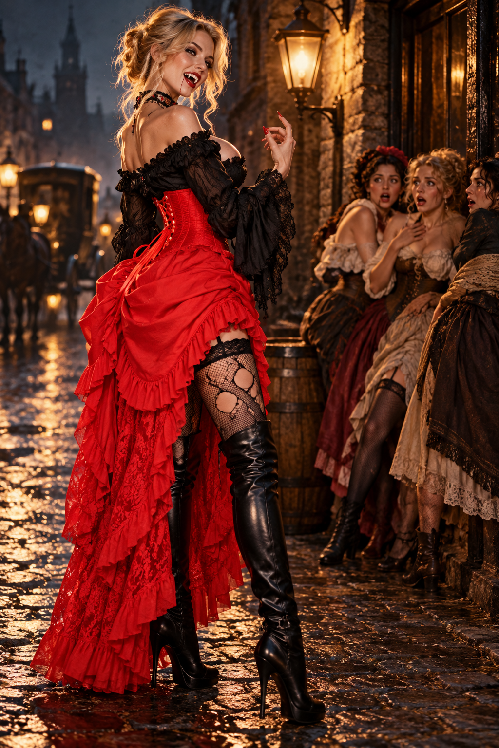Lace Victorian Bustle Underbust Vampire Corset Dress