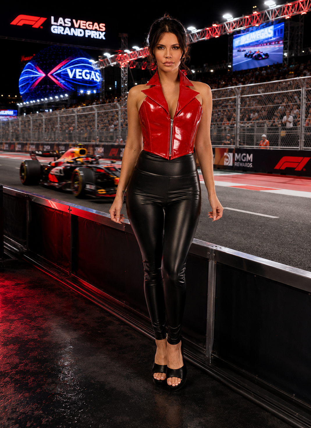 Top Drawer Red Patent Steel Boned Collared Bustier Top