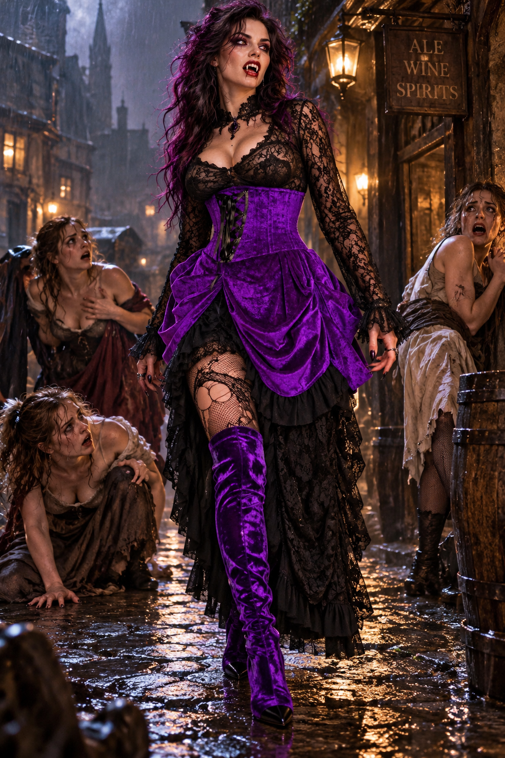 Velvet Victorian Bustle Underbust Vampire Corset Dress