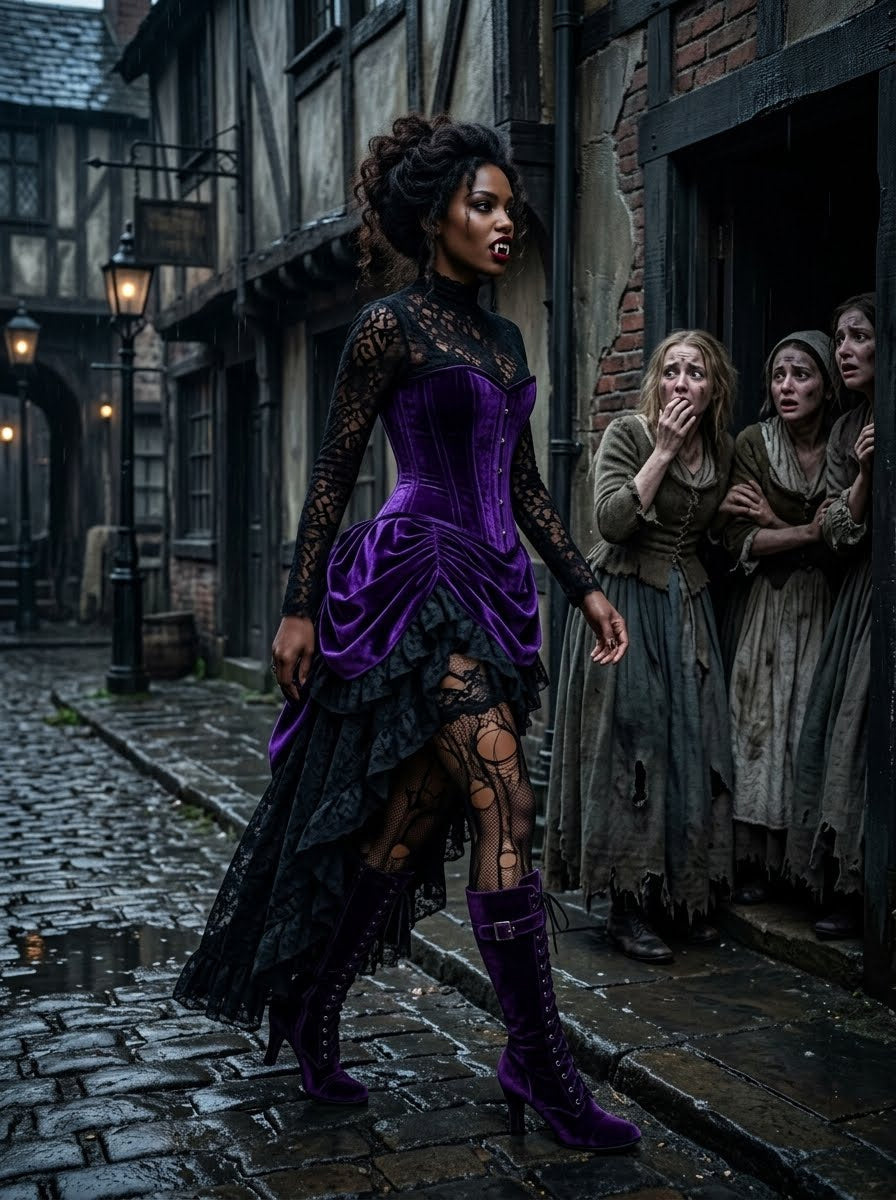 Velvet Victorian Bustle Underbust Vampire Corset Dress