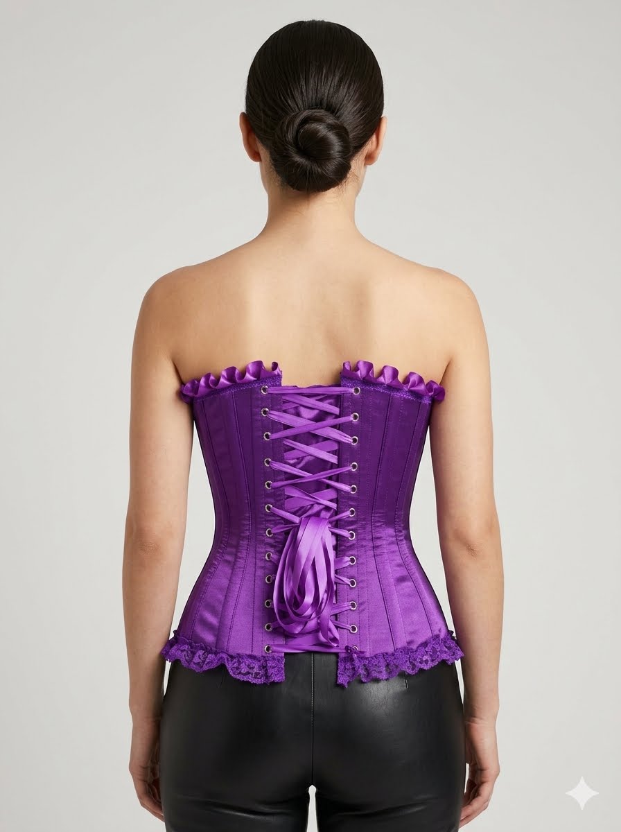 Purple Satin Steel Boned Burlesque Corset