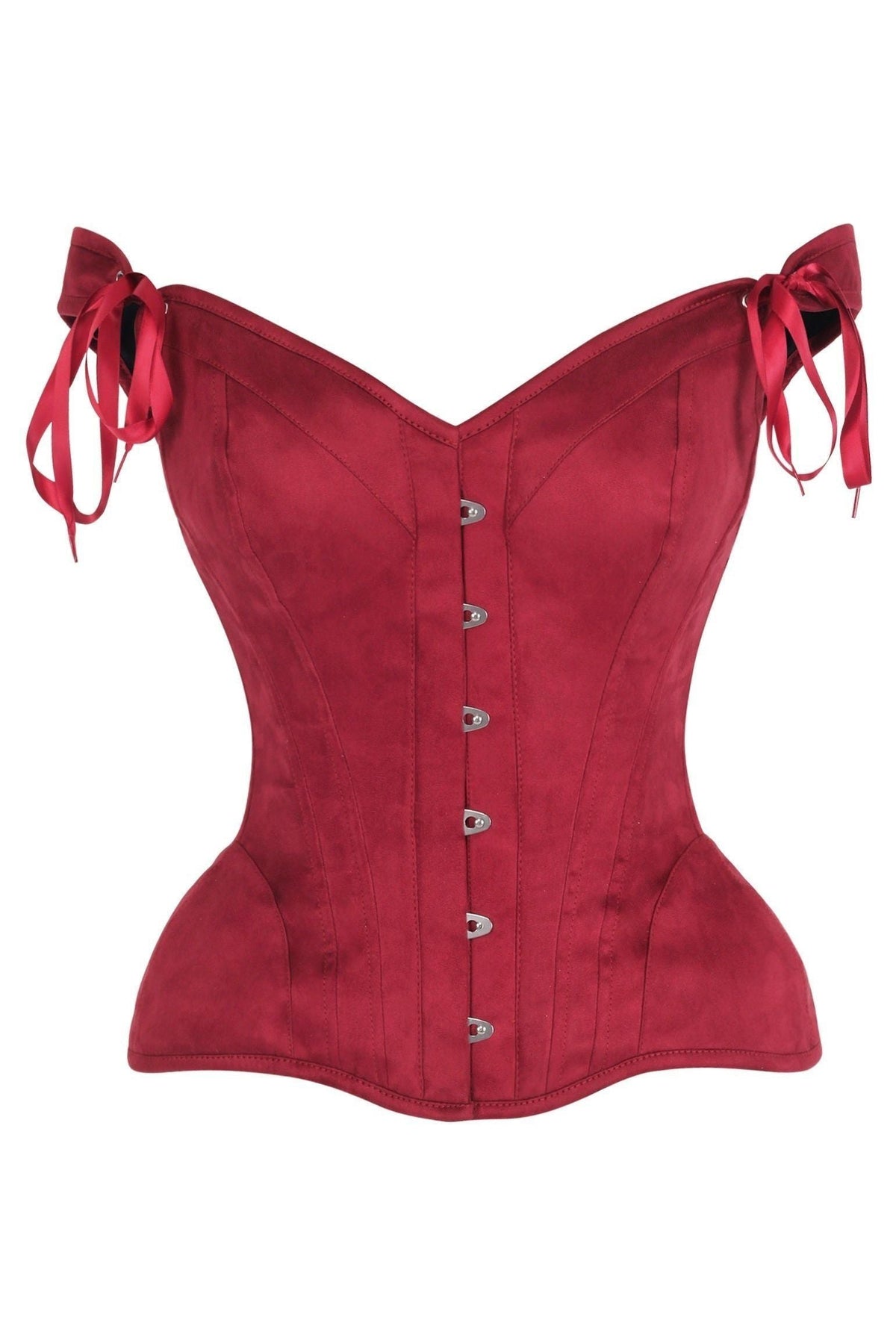Red Suede Steel Boned Corset