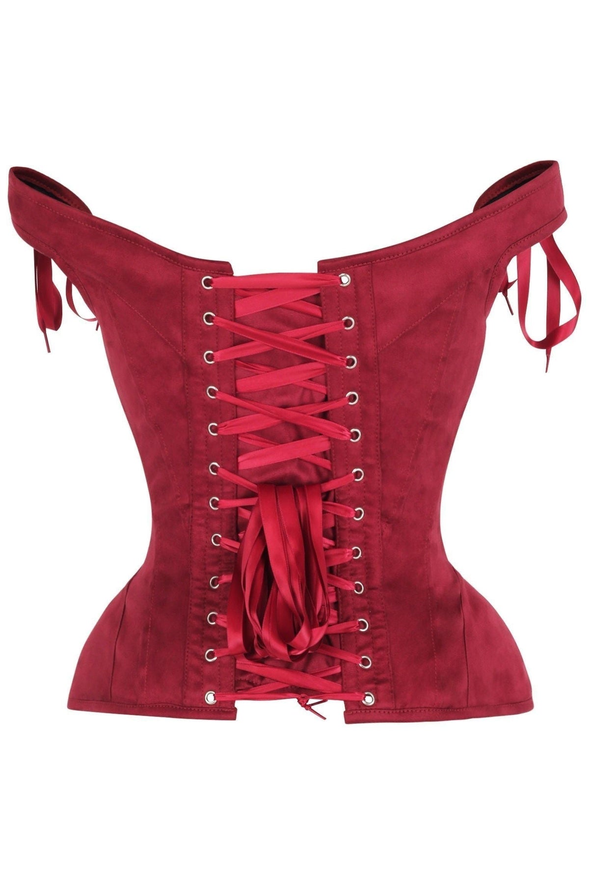 Red Suede Steel Boned Corset