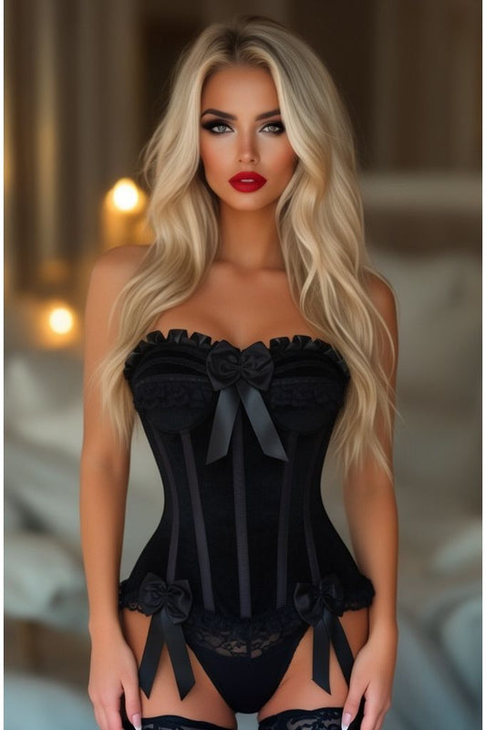Top Drawer Black Velvet Steel Boned Burlesque Corset