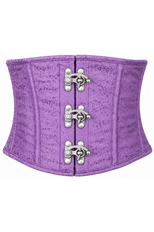 Top Drawer Lt Purple Brocade Steel Boned Mini Cincher w/Clasps