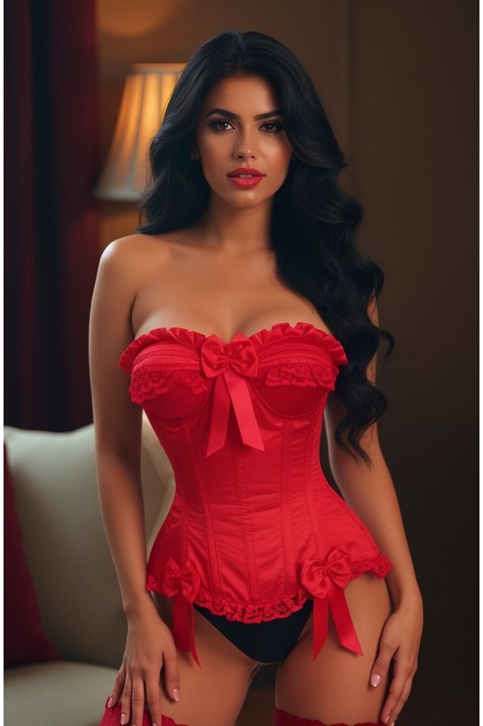 Top Drawer Red Satin Steel Boned Burlesque Corset - Daisy Corsets