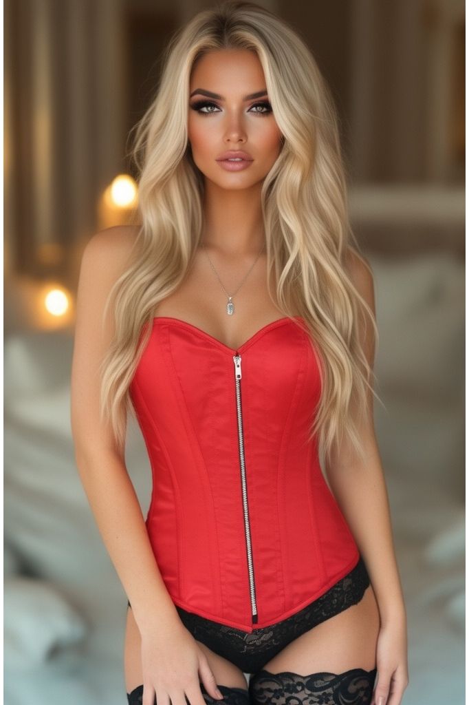 Top Drawer Red Satin Steel Boned Corset - Daisy Corsets