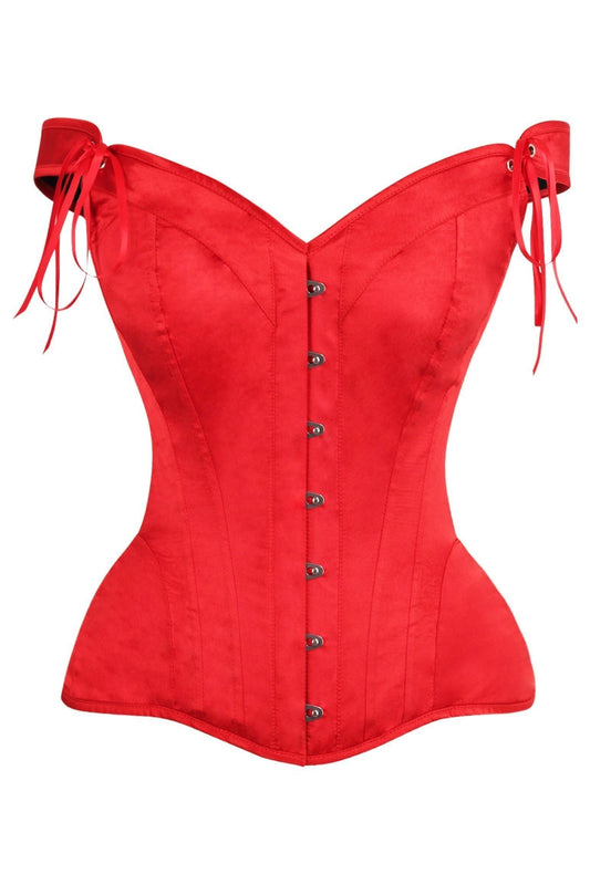 Top Drawer Red Satin Steel Boned Corset w/Straps