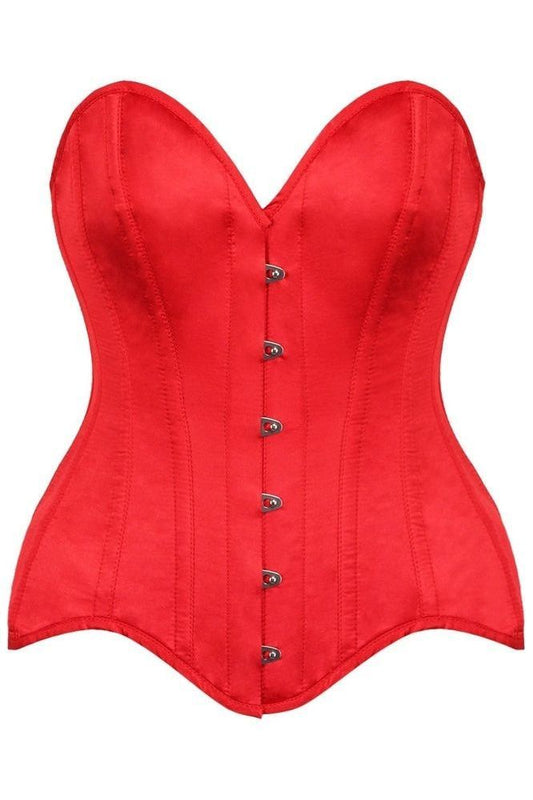 Top Drawer Red Satin Steel Boned Overbust Corset