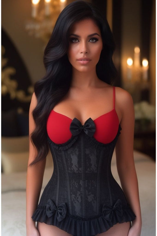 Top Drawer Steel Boned Black Lace Underwire Burlesque Underbust Corset Cincher