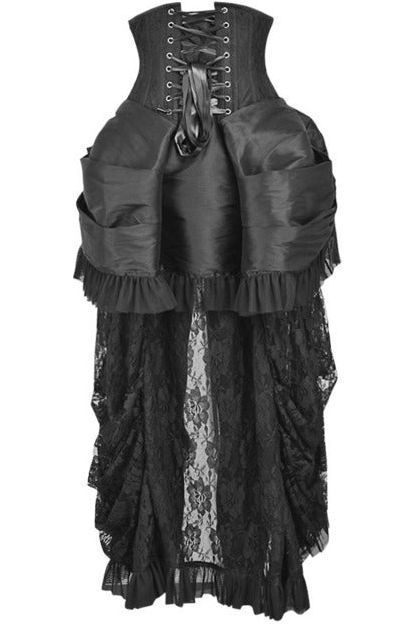 Top Drawer Steel Boned Black Lace Victorian Bustle Underbust Corset Dress - Daisy Corsets