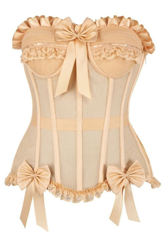 Top Drawer Steel Boned Nude Mesh Underwire Bustier Corset