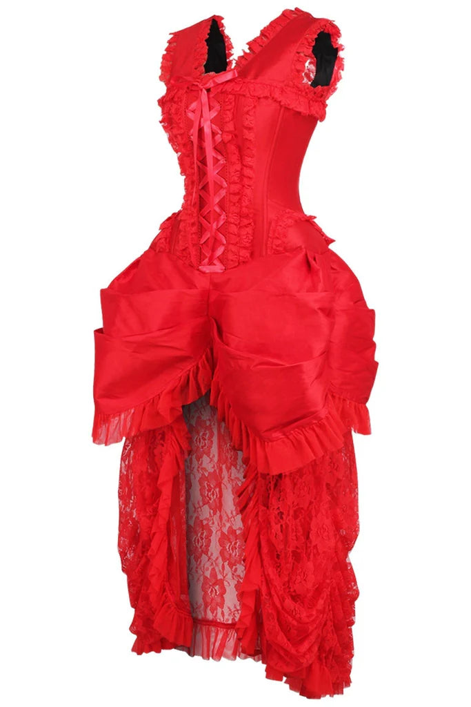 Red Lace Victorian Bustle Corset Dress