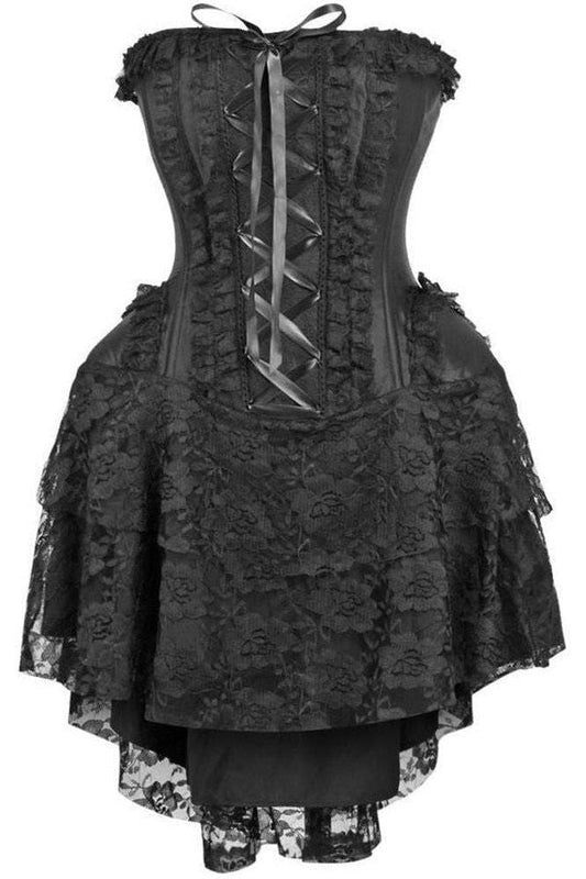 LIMITED EDITION Top Drawer Steel Boned Strapless Black Lace Victorian Corset Dress