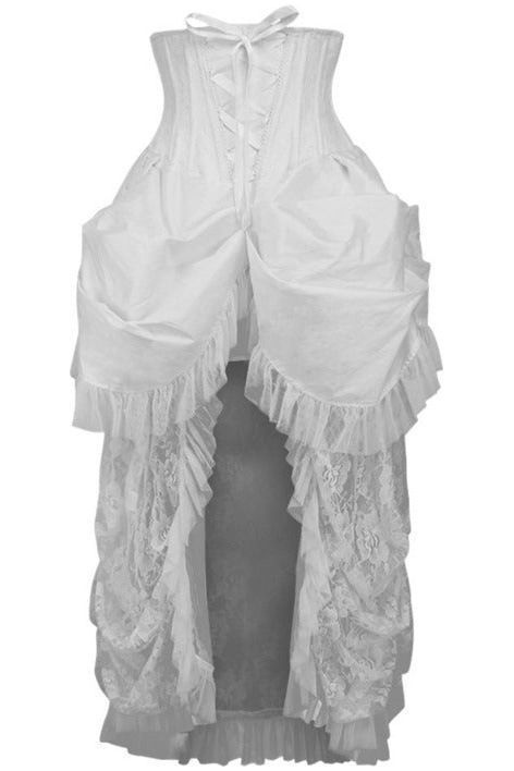 LIMITED EDITION Top Drawer Steel Boned White Lace Victorian Bustle Underbust Corset Dress