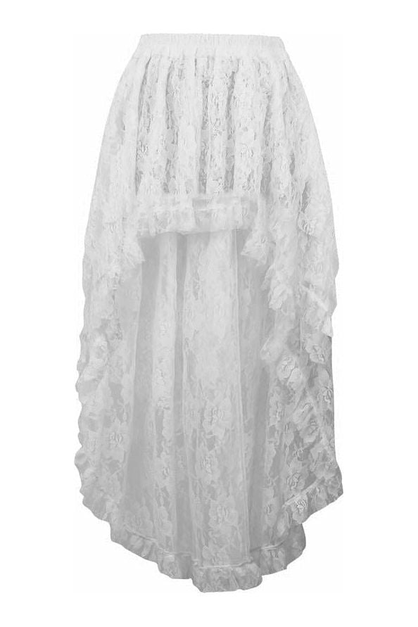 White Lace Hi Low Skirt - Daisy Corsets