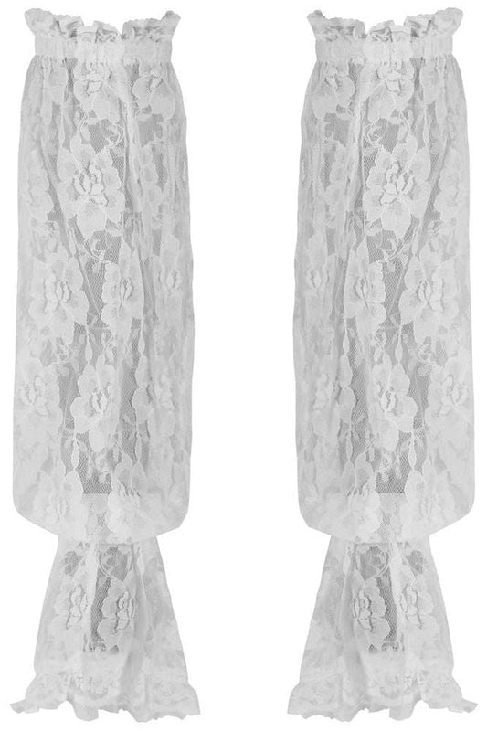 White Sheer Lace Smocked Sleeves