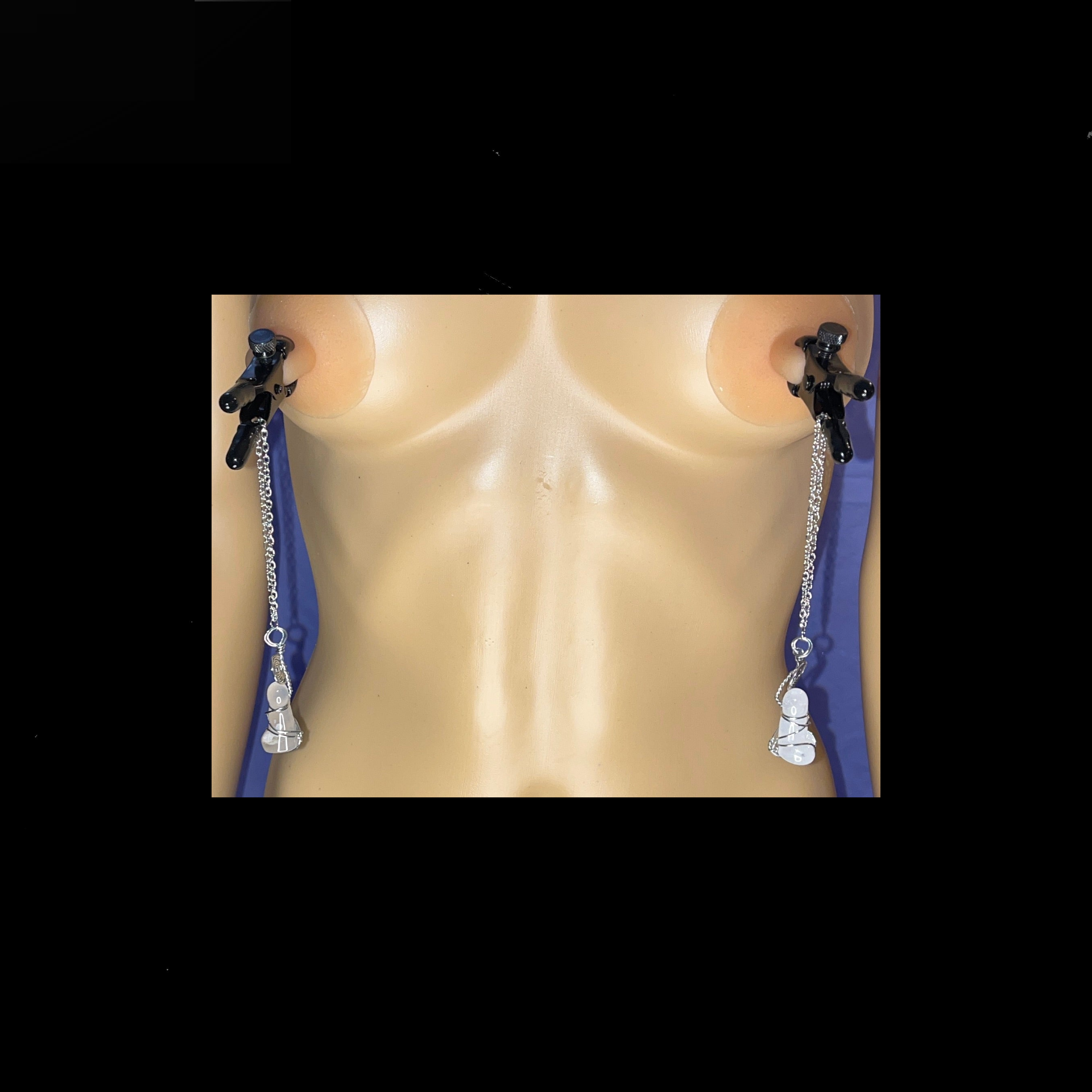 Bullnose Nipple Clamps with Crystal Cock Pulls