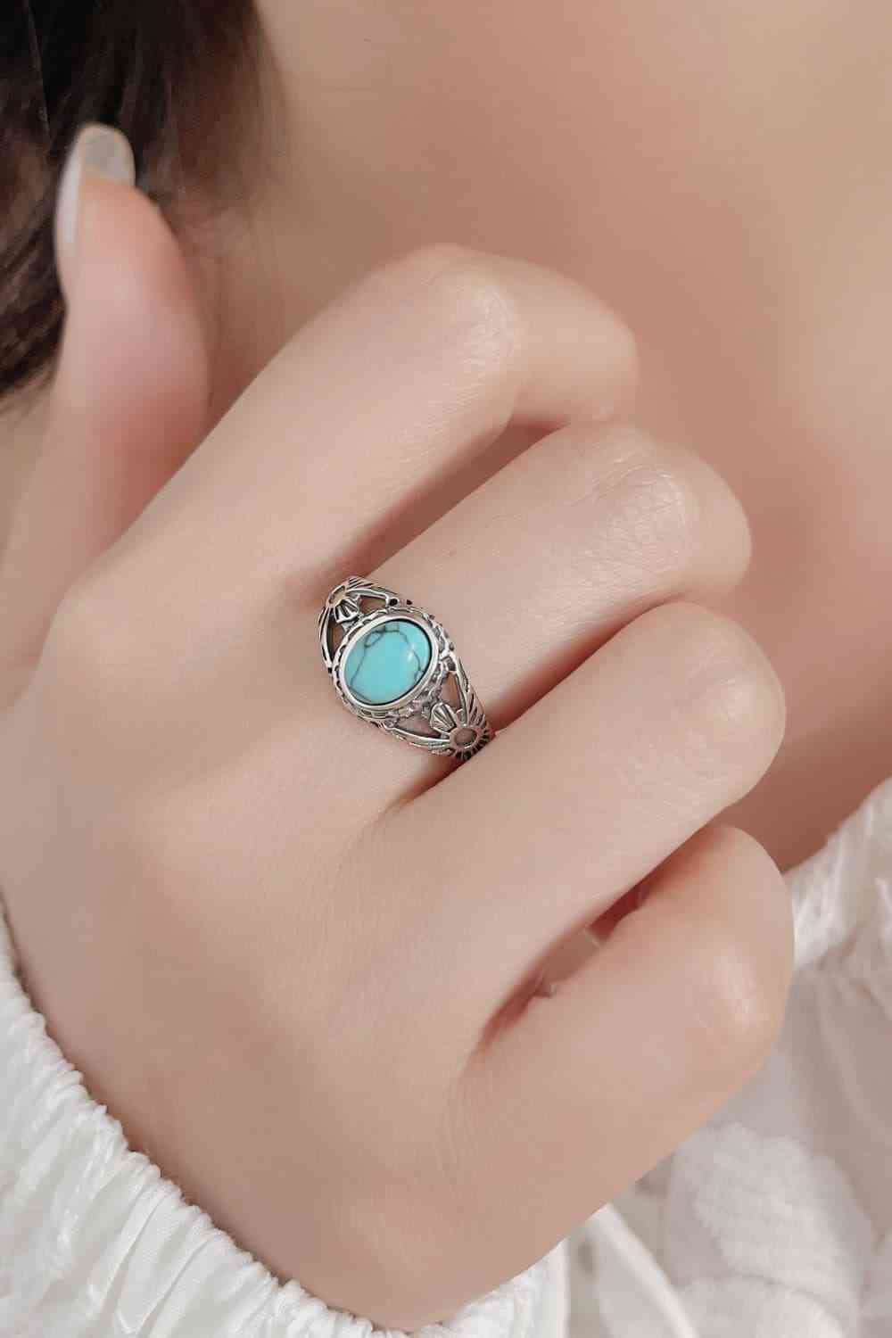 Turquoise 925 Sterling Silver Ring Silver